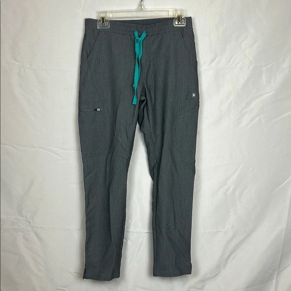 Figs Yola Technical Collection Graphite Teal drawstring skinny scrub siz… - Picture 2 of 12